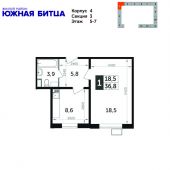 1-комнатная квартира 36,8 м²