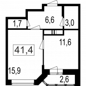2-комнатная квартира 38,8 м²