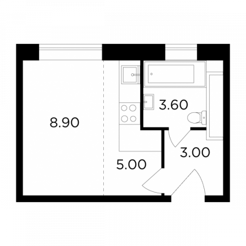 Студия, 20.5 м²