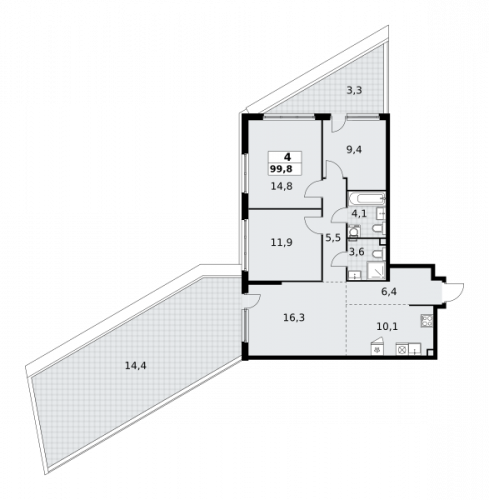 Многокомнатная, 99.8 м²