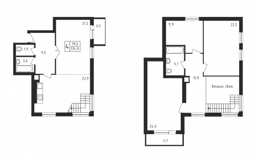 Многокомнатная, квартира, 134.8 м²