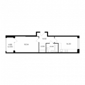 1-комнатная квартира 45,55 м²