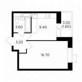 1-комнатная квартира 34,5 м²
