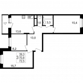 3-комнатная квартира 72,5 м²