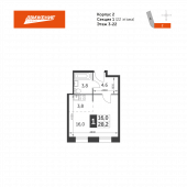 1-комнатная квартира 28,2 м²