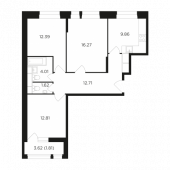3-комнатная квартира 71,48 м²