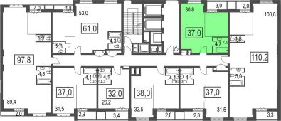 1-комнатная квартира 37 м²