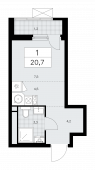 1-комнатная квартира 20,7 м²