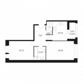 2-комнатная квартира 56,66 м²