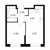 2-комнатная квартира 37,72 м²