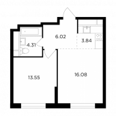 2-комнатная квартира 43,8 м²