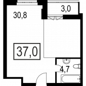 1-комнатная квартира 37 м²
