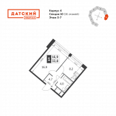 1-комнатная квартира 33,8 м²