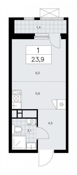 1 комната до 23.9