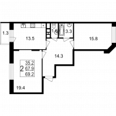 2-комнатная квартира 69,2 м²