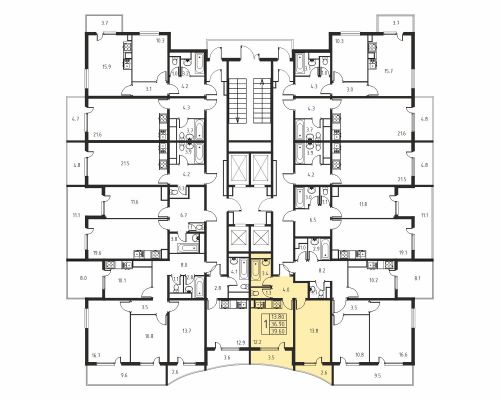 1-комнатная, квартира, 36.9 м²