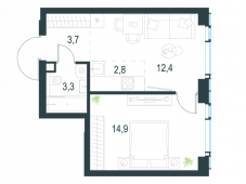 2-комнатная квартира 37,1 м²