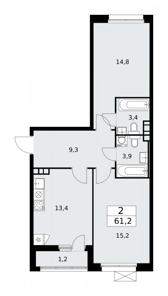 2 комнаты до 61.2