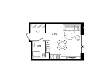 1-комнатная квартира 32,9 м²