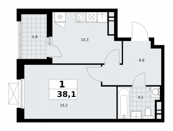 1 комната до 38.1