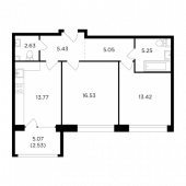 2-комнатная квартира 64,61 м²