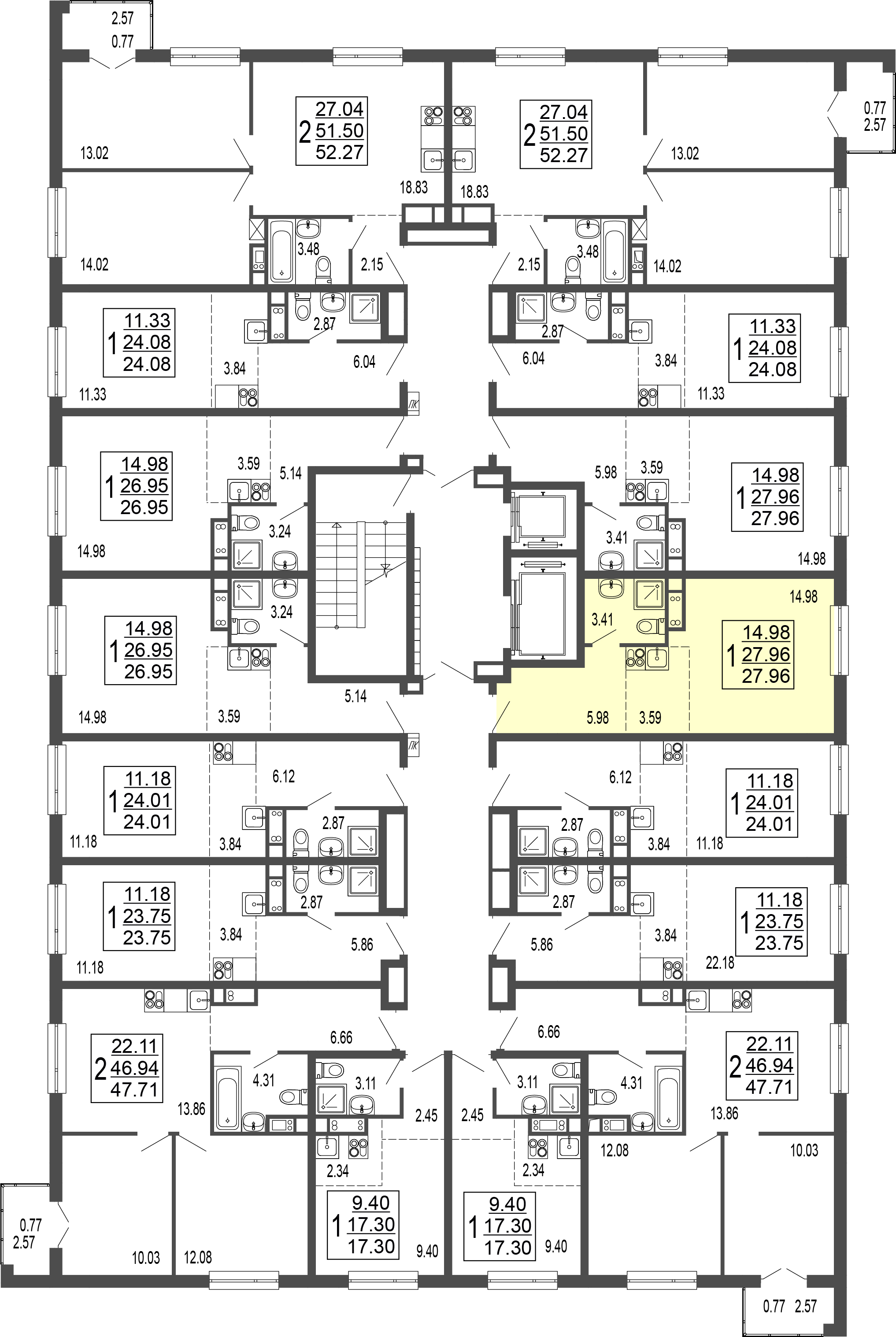 Квартира-студия №257, 28,6 м² за 5,13 млн руб. в ЖК «Гармония Парк» - планировка