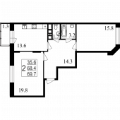 2-комнатная квартира 69,7 м²