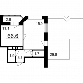 1-комнатная квартира 66,6 м²
