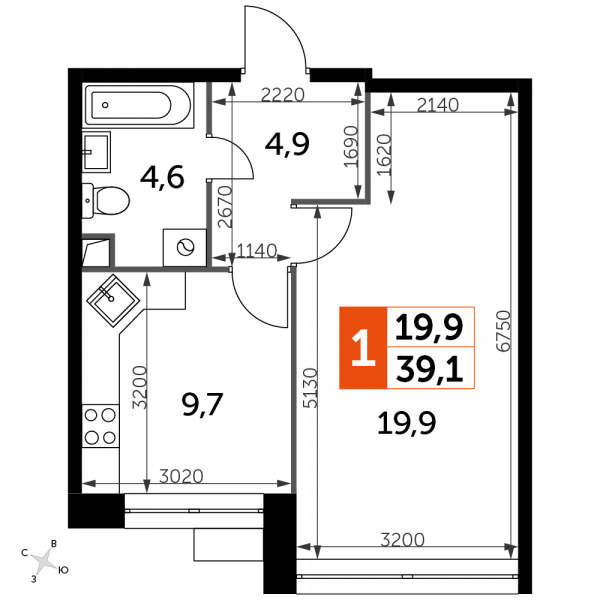 1 комната до 39.1