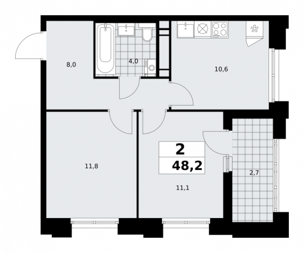 2 комнаты до 48.2
