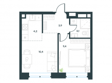 2-комнатная квартира 31 м²