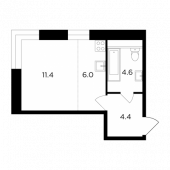 1-комнатная квартира 26,7 м²