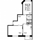 2-комнатная квартира 69,2 м²