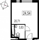1-комнатная квартира 24,54 м²