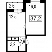 2-комнатная квартира 34,6 м²