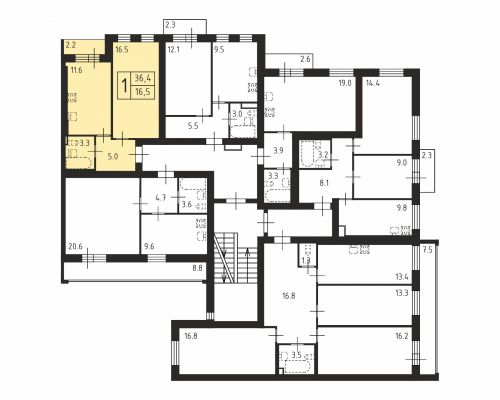1-комнатная, квартира, 36.4 м²