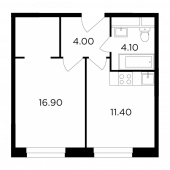 1-комнатная квартира 36,3 м²