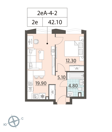 1 комната до 42.1