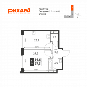 1-комнатная квартира 37,3 м²
