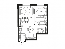 2-комнатная квартира 44,8 м²