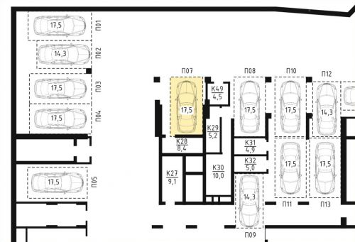 Машиноместа, 17.5 м²