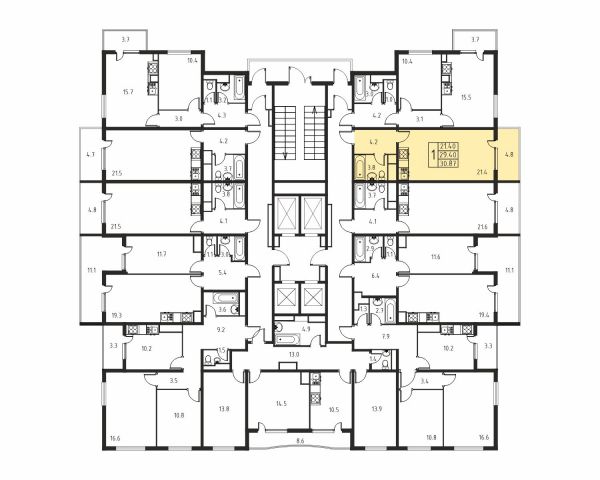 1-комнатная, квартира, 29.4 м²