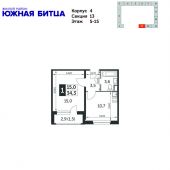 1-комнатная квартира 34,3 м²