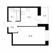 1-комнатная квартира 33,1 м²