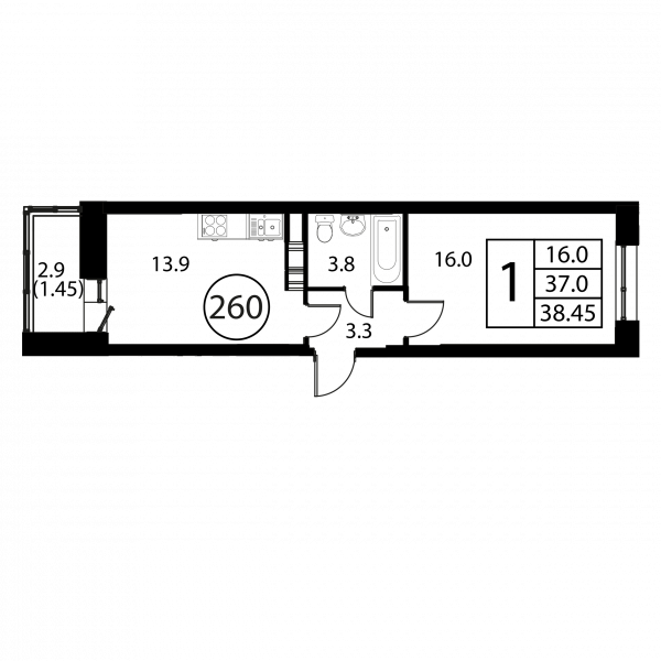 1 комната до 38.45