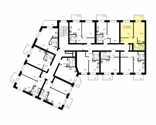 1-комнатная, квартира, 40.7 м²