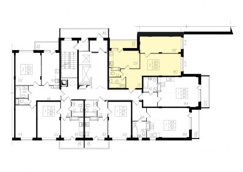 2-комнатная, квартира, 56.1 м²
