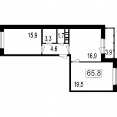 3-комнатная квартира 61,9 м²
