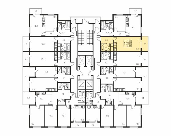 1-комнатная, квартира, 29.6 м²