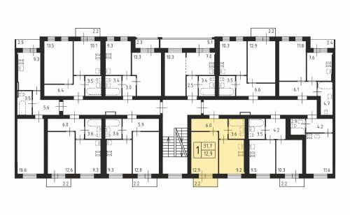 1-комнатная, квартира, 31.7 м²